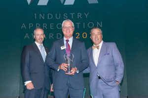 Gary Griffin of BI Contractors accepts the 2021 Lifetime Achievement Award at the Industry Appreication Awards